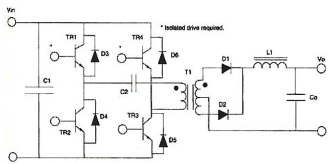 フルブリッジ方式のスイッチング電源回路図